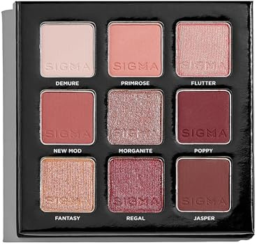Sigma Beauty On-the-Go Eyeshadow Palette - Rosy - 9 Bold Eyeshadow Shades in Matte, Shimmer and metallic Finishes - Highly Pigmented Vegan Eye Makeup Palette - Clean Beauty Products