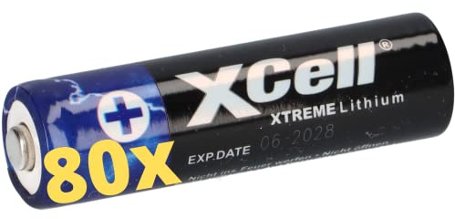 Xtreme Lot de 80 piles au lithium AA Mignon FR6 L91 XCell haute capacité | extrêmement légères | env. 700 % d'énergie en plus