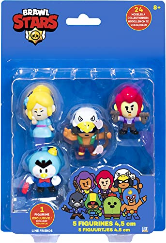 Lansay - BRAWL STARS - Coffret 5 Figurines 4,5 cm pour Enfants Dès 8 Ans - Équipe B - Figurine Exclusive Incluse - Jouet Garçon - à Collectionner - Jeu Vidéo - Idée Cadeau Garçons