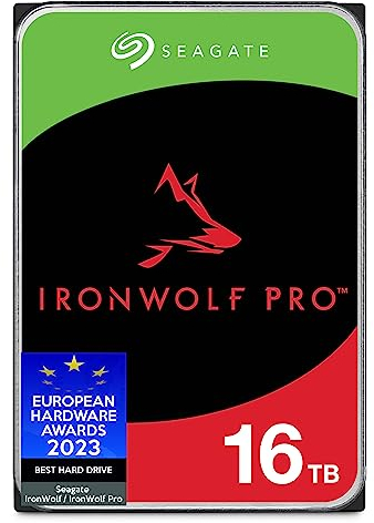 Seagate IronWolf Pro 16TB, NAS interne Festplatte HDD, 3.5 Zoll, 7200 U/Min, CMR, 256 MB Cache, SATA 6 GB/S, inkl. Data Rescue Service (ST16000NTZ01)
