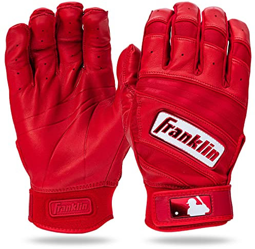 Franklin Sports MLB Baseball Schlaghandschuhe - Natural II Schlaghandschuhe für Baseball + Softball - Erwachsene + Jugendliche Schlaghandschuhe Paar - Rot - Erwachsene Größe L