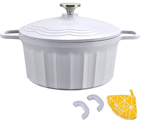WXFKLDJ Faitout en Fonte Émaillée 2,7 QT Four Hollandais avec Revêtement en Émail Antiadhésif Longue Durée pour Braiser Les Ragoûts, Rôtir, sans Danger sur Toutes Les Tables De Cuisson,Violet