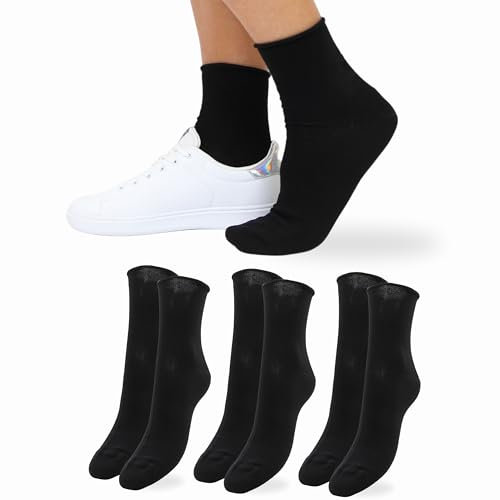 LEON D'ORO Calzini Senza Elastico Donna Cotone Leggero 3 Paia Calze Donna Filo di scozia Made in Italy (IT, Numero, 35, 41, Regular, Regular, 520-3 Paia Nero)