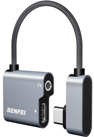 BENFEI USB-C-auf-Audio-Klinkenadapter mit 60 W Schnellladung, USB-C auf 3,5-mm-Buchse, Kopfhörer, kompatibel mit iPhone 15 Pro Max/15 Pro/15, Samsung Galaxy S24/S23/S22/S21 Ultra, iPad Pro, Pixel 8