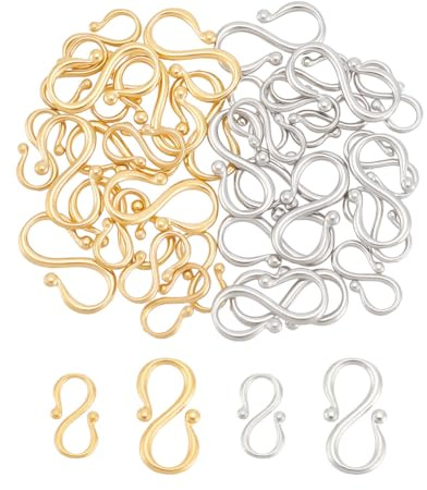 UNICRAFTALE 40 Stück S Haken Verschlüsse 2 Farben 2 Größen Armbandverschlüsse Edelstahl Goldene Hakenverschlüsse Für Halsketten S Haken Verschlüsse Verbindungsstücke S Draht Hakenverschlüsse