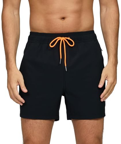 Vorvowry Baddräkt för män, snabbtorkande, sommartryck, shorts, strand- och badshorts med dragkedja och ventilerande nätfoder