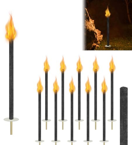 MAYTIIMO 100 torce di cera, 72 cm di lunghezza x 3 cm di diametro, con protezione per le mani, fiaccole da giardino per esterni, durata circa 100 minuti, torce da giardino, ideali per escursioni a