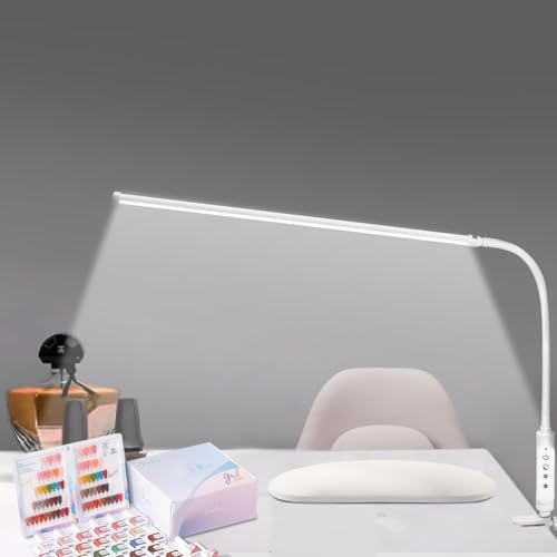 CGBE 60cm Lampe Onglerie Table: 360 ° Flexible Lampe Pince de Bureau LED Anti-éblouissement pour Prothésiste Ongulaire - Luminosité Réglable - Contrôle Tactile - Pour Manucure Lecture Travail Étudier
