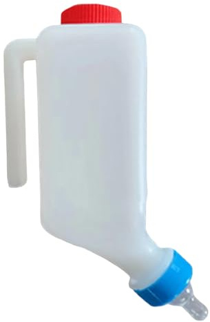 Biberon en forme d'agneau - 100 ml - Avec échelle - À suspendre - Pour petites chèvres - Avec tétine douce pour boire lente à moyenne - Blanc - 25 cm