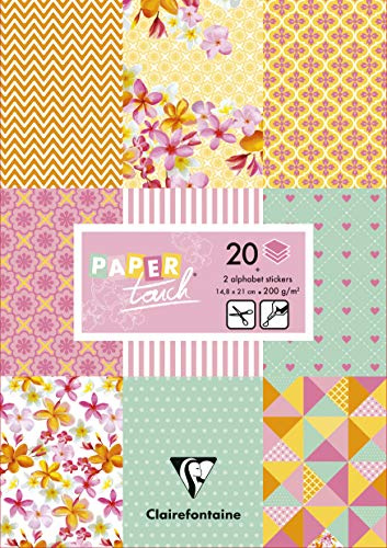 Clairefontaine 95239C - Pad of 20 Motif Sheets 200g Cardstock Alphabet Stickers Cut-out Labels A5 format 14,8x21cm Creative Leisure Scrapbooking Paper Shabby