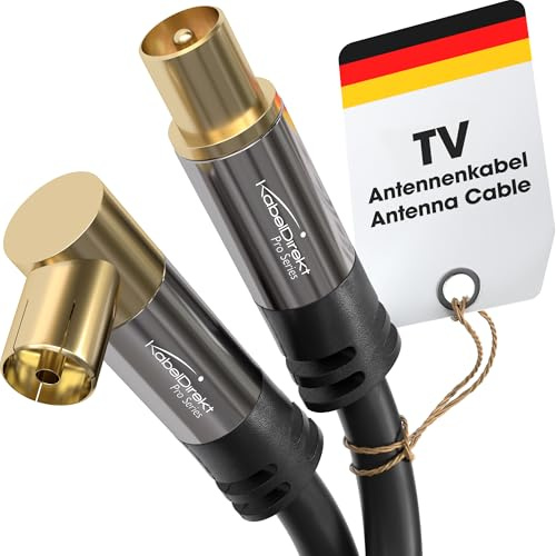 KabelDirekt – Cable Antena TV 4K, Cable Coaxial – 90° acodado/recto – 1m – TV digital/analógico – Disponible en 0,5-20m (Toma acodada/Enchufe recto, para DVB-C/DVB-T/DVB-S, negro)