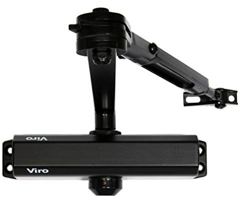 Viro | Chiudiporta Automatico, Braccio in Acciaio con Lunghezza e Arresto Regolabile, Multiforza, Colore Nero, Per Porte max. Largh. 110 cm Peso 85 kg