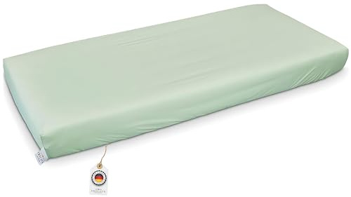PROCAVE vattentät spännlakan i grönt, andningsaktivt och avtorkningsbart, lättskött madrassskydd, tillverkad i Tyskland, i 70 x 140 cm