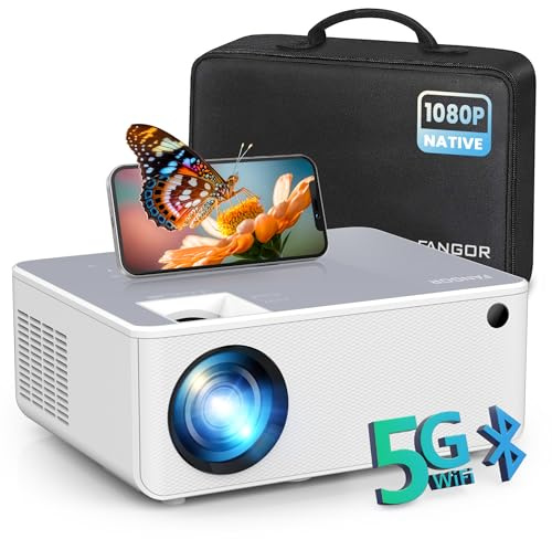 FANGOR 1080P HD Projector, WiFi Bluetooth Projectors, Max 230” Projection Screen Portable Home Theater Video Movie Proyector With Tripod, Compatible with HDMI, USB, Laptop, iOS & Android Phone