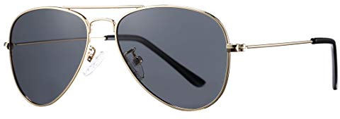 COASION Kids Polarized Sunglasses Metal Frame UV400 Protection Glasses for Baby and Children (A8 Gold Frame/Grey Lens)