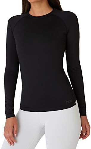 TCA Super Thermal Top Women - Ladies Thermal Vest - Thermals Womens - Ski Base Layer Women - Workout Tops for Cold Weather - Black Rock, M