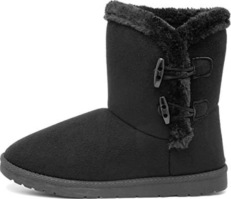 Lilley Womens Black Faux Fur Pull On Ankle Boot