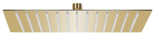 vidaXL Cabezal Ducha Efecto Lluvia Cuarto de Baño Accesorio Rociador Boquillas Giratoria Área Amplia Acero INOX Cuadrado Dorado 30x30 cm