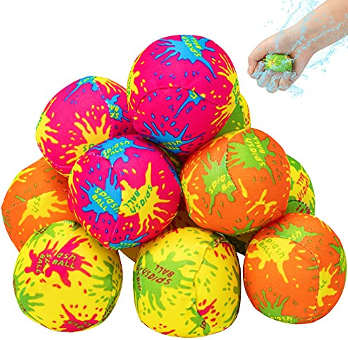 HFATMOS 12 Pcs Water Splash Balls Float Mini Water Bomb Balls for Pool, Water Absorbent Ball for Water Activities, Summer Beach Soaking Games Ball Party Activities