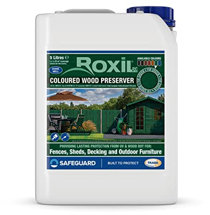 Roxil Lasure Préventive Bois 5L – Vert Sapin – Intérieur & Extérieur – Protection Contre Pourriture, Champignons, Larves & Termites