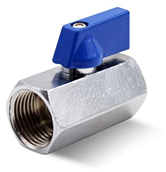 DOJA Barcelona | Mini Valvola a Sfera | Blu | 1/2 | F - F | Valvola a Sfera per Rubinetto di Ottone Cromato | Mini Valvola Sfera per Caldaia, Pompe dell'Acqua, Rubinetto Giardino, Connessioni Acqua