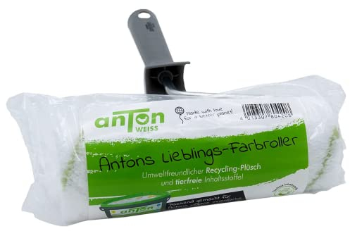 Anton Weiss® Qualitäts Farbroller in Spitzenqualität | Perfektes Oberflächenergebnis | für raue und glatte Untergründe | 18 cm | Reichweiten optimierte Formel | für die perfekte Verteilung