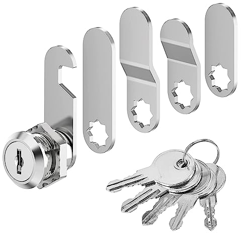 Cerradura de buzón de 20 mm, 5 llaves, cerradura para muebles, incluye 5 placas de cerradura diferentes, para puertas de armarios, muebles