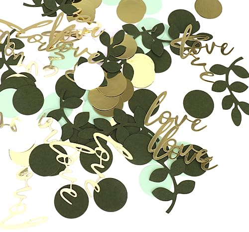 KOBOKO 100 Stück Konfetti Grün, Konfetti Hochzeit,Tischdeko Geburtstag, Streudeko,Tischdeko Grün, Party-Party-Konfetti für Böhmische Liebe Partys, Hochzeiten, Tischdekorationen(Love grün)