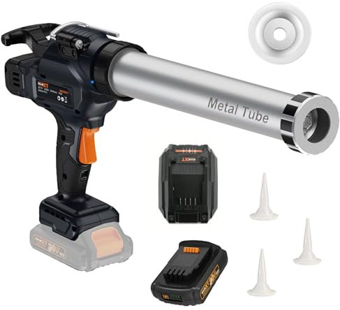 MAXXT Pressa per cartucce a batteria, 6500 N, con 2.0AH batterie da 20 V, 2 Ah, pistola elettrica silicone, regolabile in 6 livelli, 300 ml e max600 ml