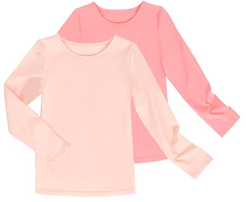 Sunny Fashion 2 Pack Girls Top Tee Shirt Base Layer Comfort Cotton Soft Age 9-10 Years