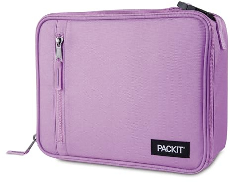 PackIt Freezable Classic Lunch Box, Lavender, Built with ECOFREEZE Technology, Fully Freezable, Collapsible, Reusable, with Zip Front Pocket and Buckle Handle, Designed for Fresh Lunch On The Go