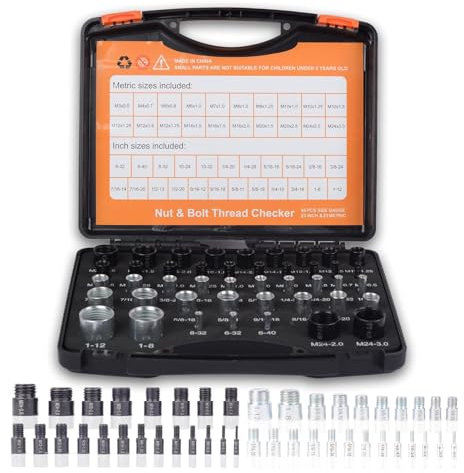 44 Stück Muttern- und Bolzengewindeprüfer, 23 Stück Imperiale 21 Stück Metrische Gewindelehre, Muttern- und Bolzengewindegrößenkennung Zur Erkennung Fester Bolzen oder