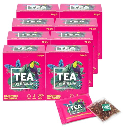 Tchibo Tee „TEA by Tchibo“ Früchtetee Waldbeere, Beeren-stark und fruchtig-süß, Vorratspack, Maxipack, Teebox, 160 Stück - 8x 20 Teebeutel, Natürliche Zutaten, Nachhaltiger Anbau