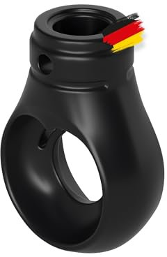 BAUHELD® Markisenöse Kunststoff [Made in Germany] - Halterung für Markisen-Kurbel mit Kugel-Haken [Rund] - Kurbel-Öse in Schwarz - RAL9005 - Bohrung 12mm - Querbohrung 4,1mm - Höhe 52,5mm