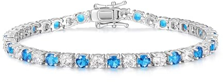 FANCIME Månadssten tennisarmband, 14K guldpläterat tennisarmband för kvinnor, fina smycken bröllop brud bal födelsedagspresent till henne kvinnor flickor, längd 19 cm, bredd 4 mm, 18 centimeters