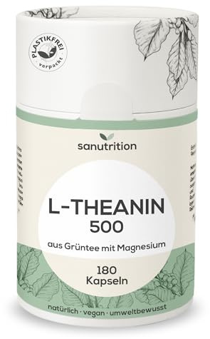 L-Theanin mit Magnesium | 500 mg pro Kapsel | 180 Kapseln | hochdosiert | Entspannung für Geist & Körper | plastikfreie Verpackung
