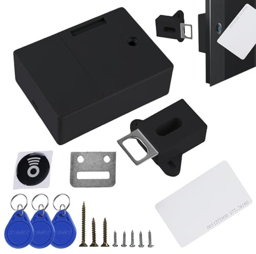 WIYETY Batterie IC-Kartensensor Schrankschloss: Intelligentes SmartLock, Schubladenschloss, DIY Unsichtbares Verstecktes Digitales Schloss, ohne Perforiertes Loch, Schwarz(Batterien Nicht Enthalten)