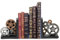 AUSTUFF Vintage Bookends, Gear Decorative Resin Book Ends, Steampunk Style Heavy Vintage Bookends, Childrens Book Ends, Hand Made Book Stoppers for Shelves