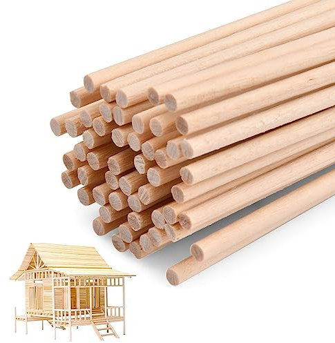 Husalsea 50 Stück Holzstäbchen zum Basteln, 3mm x 30cm Holzstäbe für DIY-Projekte, Rührstäbchen Holz, Eisstiele und Zuckerwatte Stäbchen, Perfekte Holzleisten zum Basteln