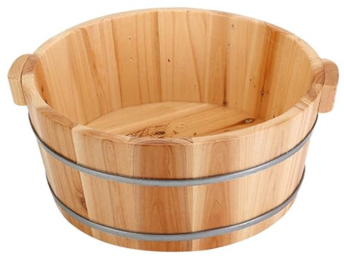 Pastoralist Foot Bath Bowl Wooden Pedicure Bowl Spa Massage Foot Soaking Tub Foot Bath Basin Remove Dead Skin for Home Sauna Foot Care 14.2x6.3'', Pedicure Bowl