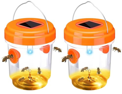 Piege A Frelon Asiatique Exterieur,Piege Frelon Asiatique Piege Guepes Et Frelons Exterieur,Amovible Et RéUtilisable PièGe à Suspendre Contre, Piège à Insectes à lumière LED Solaire.
