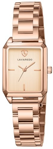 caprock Montre à Quartz pour Femme, Petite Montre rectangulaire pour Femme, Bracelet en Acier Inoxydable, Montre analogique Classique, Montre Tendance, Rose Gold