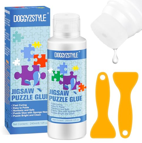 DOGGYZSTYLE 240ML Colla per puzzle aggiornata con applicatore, colla per puzzle speciale per mestiere solubile in acqua trasparente, non tossica e ad asciugatura rapida (it-240ml puzzle glue)