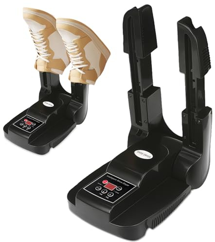 Flintronic Asciuga Scarpe Elettrico, Deodorante Portatile All'ozono con Soffiatore Calore, Supporto Pieghevole Regolabile e Timer,Asciugatura Rapida per Scarpe, Calzini, Guanti, Cappelli