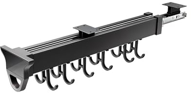 Soporte multifuncional para escoba deslizante para garaje y hogar con 12 ganchos, ahorro de espacio para escoba, fregona, cocina y armario (14.1 pulgadas)