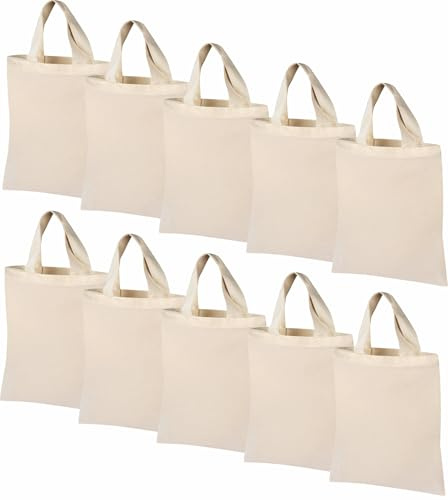 ELES VIDA OEKO-TEX - Borsa in cotone naturale, 14 x 18 cm, 10 pezzi - mini sacchetto, sacchetto regalo, sacchetto in tessuto non stampato, per matrimoni