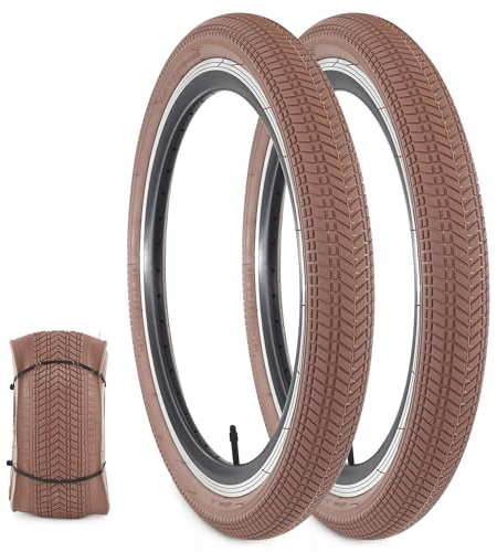 WEEROCK 16 tums cykeldäck 16 x 2,125 däck med innerslangar, cykeldäck för BMX, MTB, mountainbike, barncykel, trehjuling, crusier-cykel, flera färger (brun, 2 däck + 0 slangar)