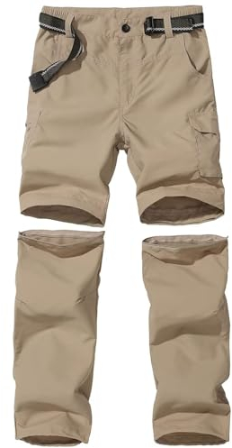 JOMLUN Kinder Softshellhose Wanderhose für Jungen Mädchen Outdoor Hose Trekkinghose Leichte Schnell Trocknende Hose LSF 50+ Gezippt Abnehmbares Hosenbein