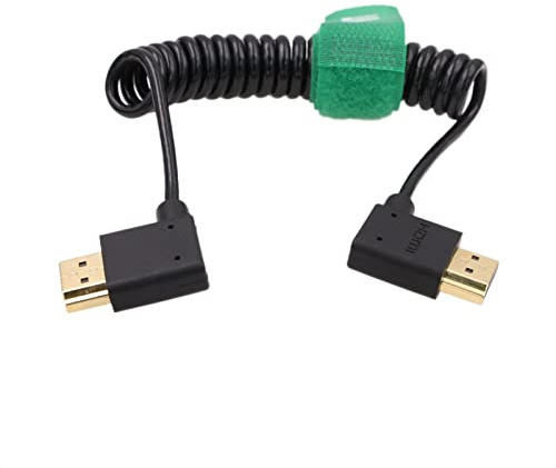 HangTon HDMI 4K 60p 8K Kabel dünn gewickelt für ATOMOS Shinobi Ninja V Portkeys BM5 FEELWORLD Blackmagic Monitor ZCAM Sony A7IV Canon Nikon Kamera Typ A HDMI 2.1 rechts links Winkel