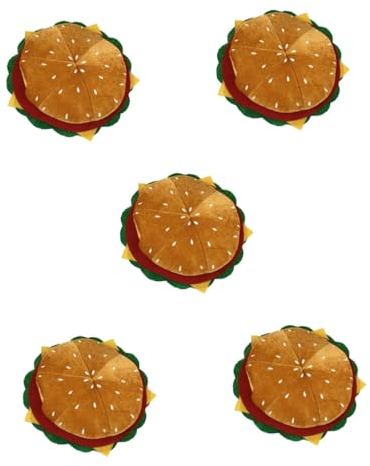 Vaguelly Kinder-Tiara 5St Hamburger -Hut Kochmütze für Kinder Kostüm Hüte Tiara Hut-Dekor Cartoon-Burger-Hut Karikatur Baskenmützen Kleidung Requisiten Kopfbedeckung Vlies Kinderhüte